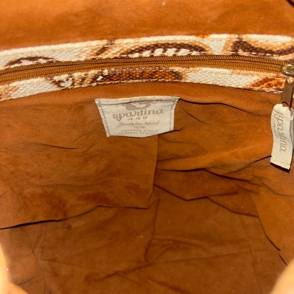 Spartina 449 Beige and Light Blue Paisley Canvas Drawstring Backpack - Picture 6 of 9